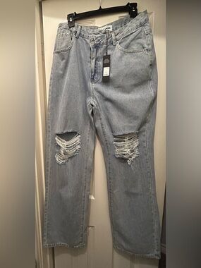 Fashion Nova Archer Crossover Distressed Straight Leg Jeans